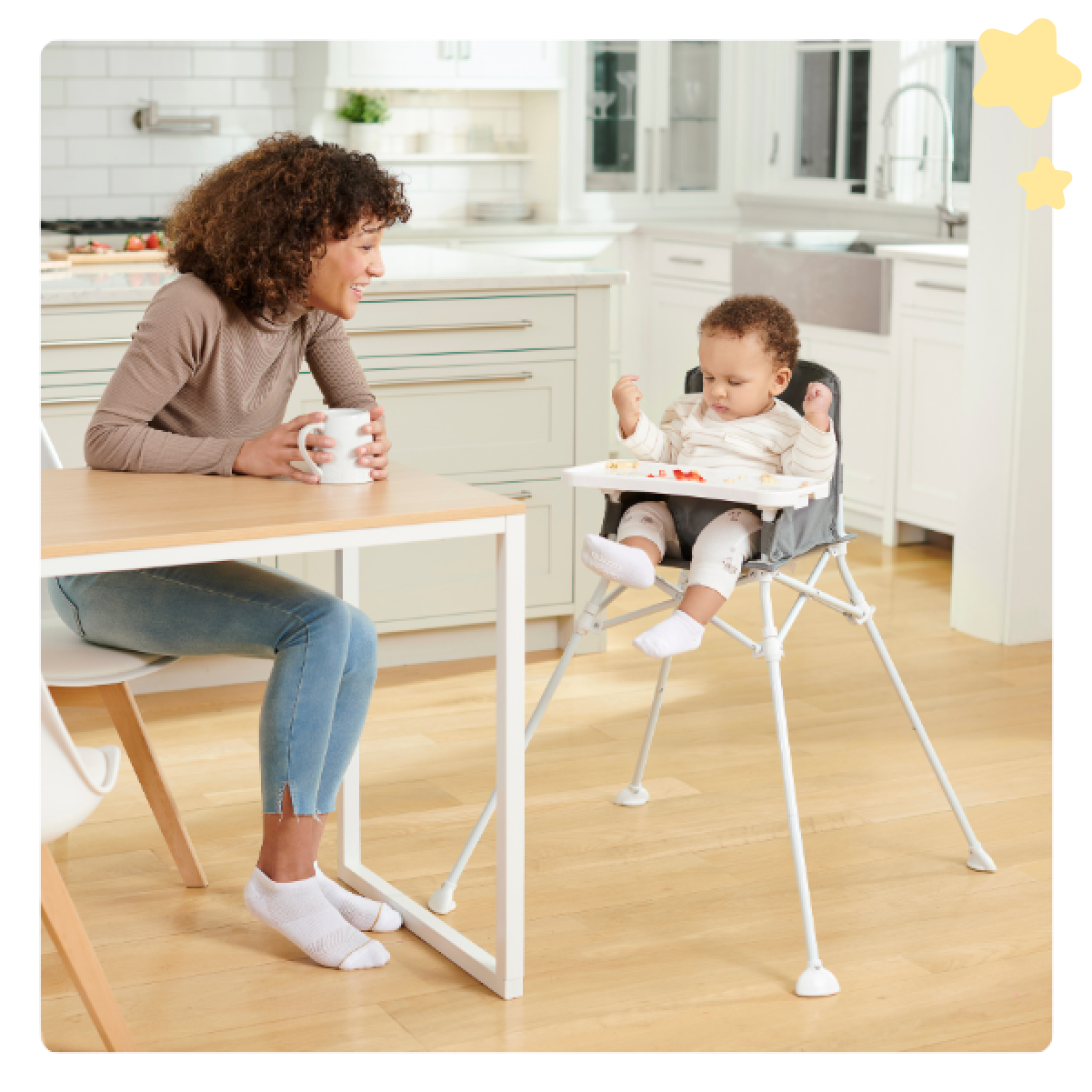 Baby Eating in My Portable High Chair