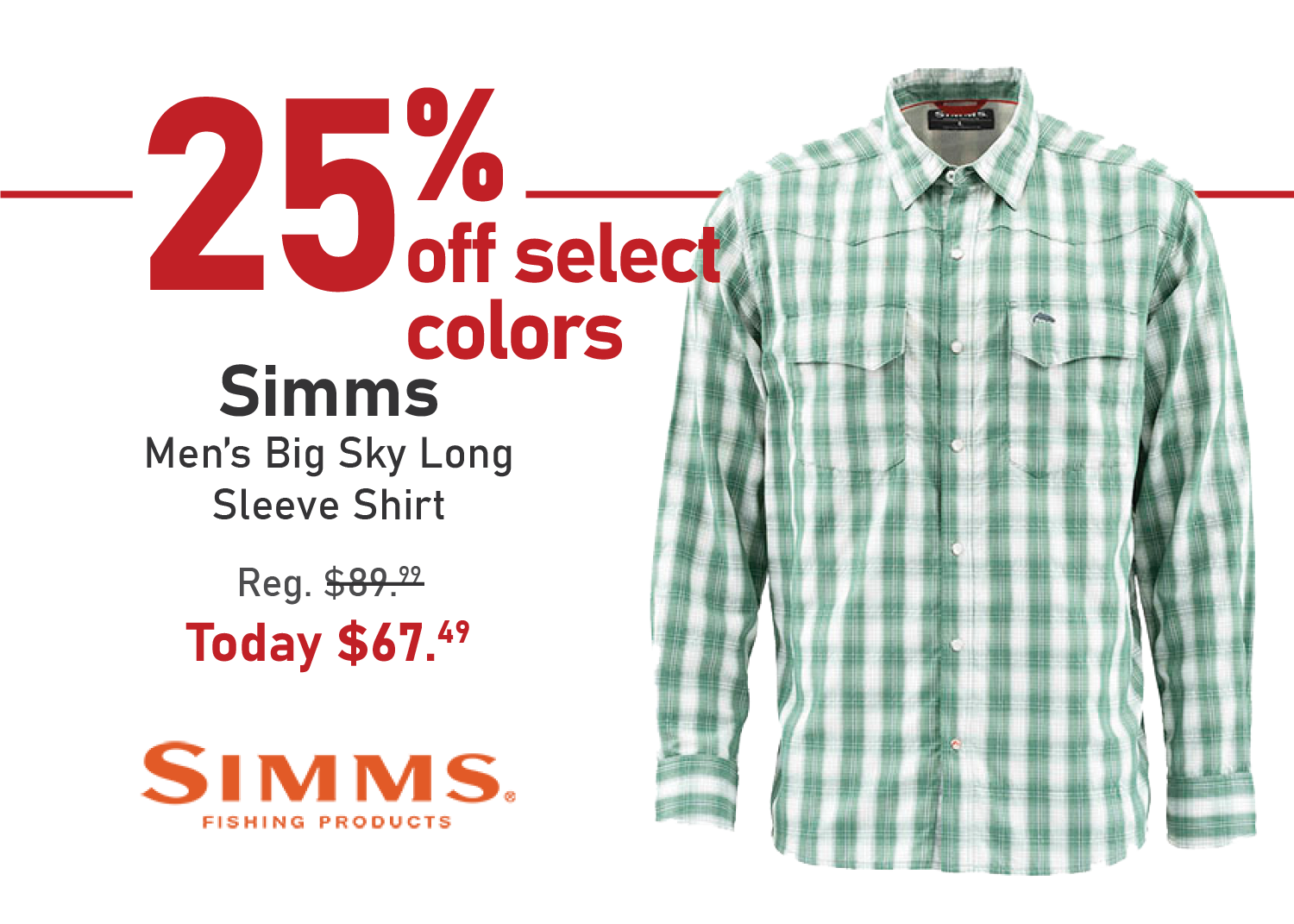 Take 25% off the Simms Men's Big Sky Long Sleeve Shirt