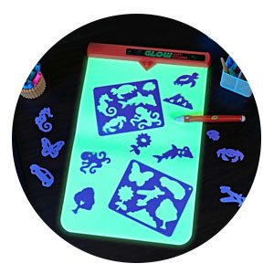 Crayola Glow in the Dark Art Studio with animal stencils and neon background