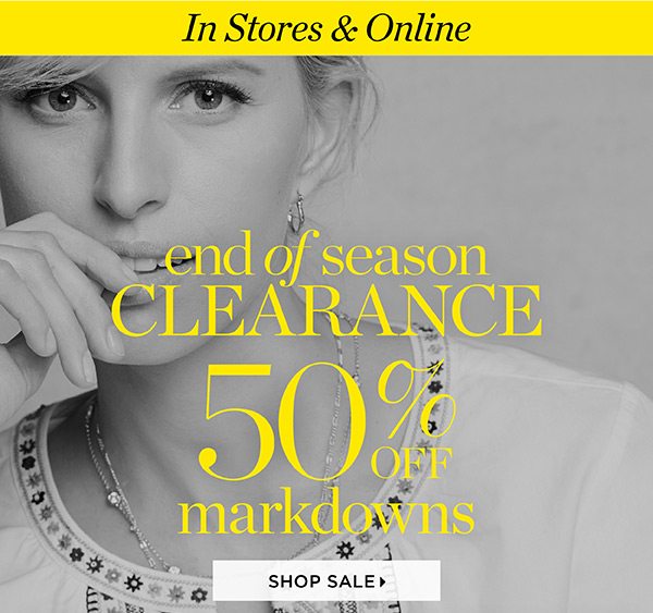 End of Season Clearance: 50% off Markdowns | Shop Sale