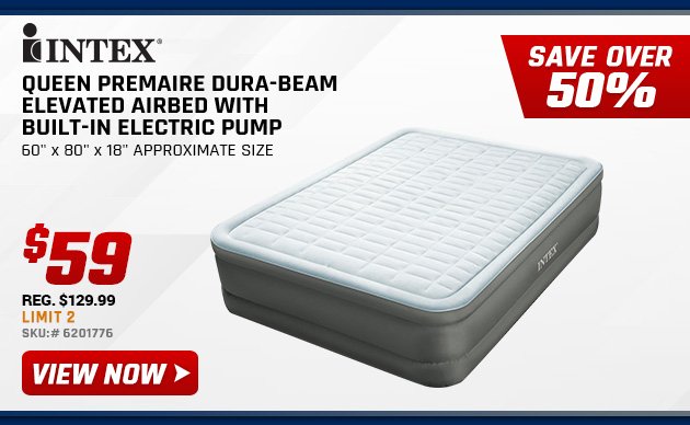 Intex Queen PremAire Dura-Beam Elevated Airbed with Built-In Electric Pump