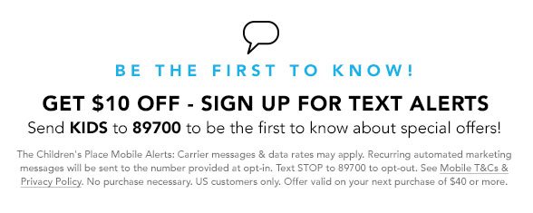 Get $10 Off - Sign Up For Text Alerts