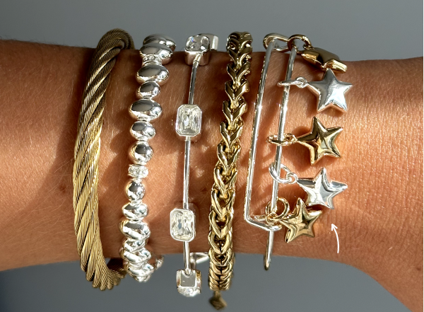 Our NEW puffy charms are the perfect base for your mixed-metal stack.