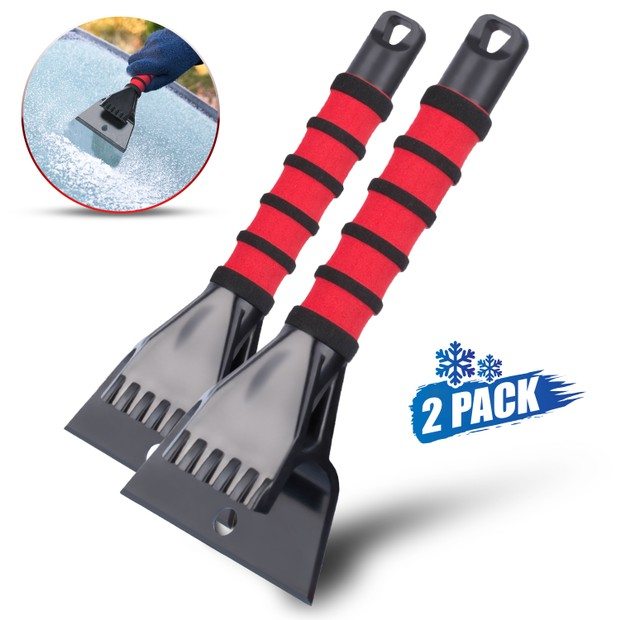 2-Pack Ice Scraper & Crusher Tool For Ice & Snow Removal - Durable & Heavy 