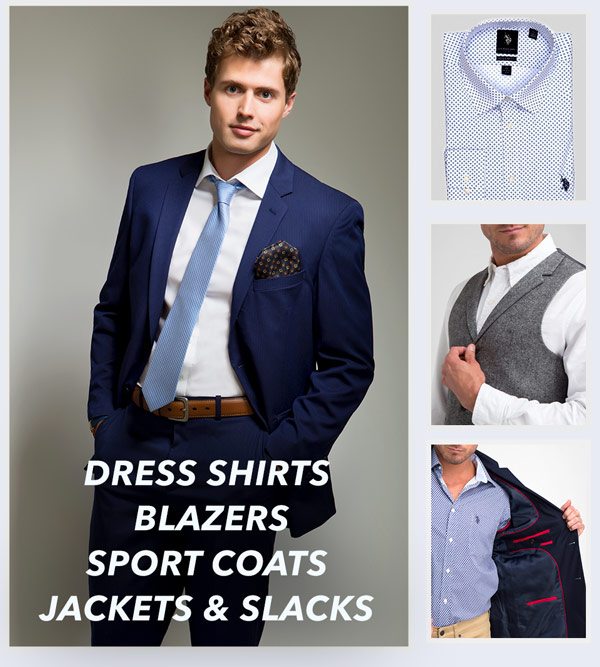 Dress shirts, sport coats, suiting: blazers