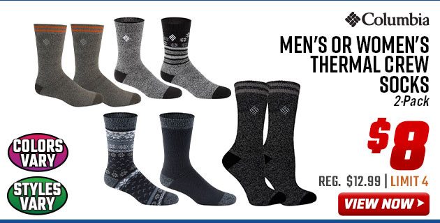 Columbia Men's or Women's Thermal Crew Socks