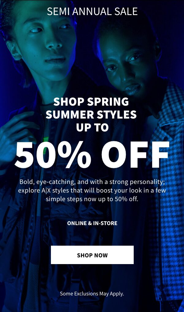 Shop Spring Summer Sale 50 Off Armani Exchange Email Archive