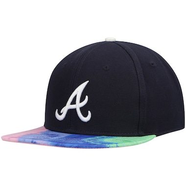 Men's Pro Standard Navy Atlanta Braves Dip-Dye Visor Snapback Hat