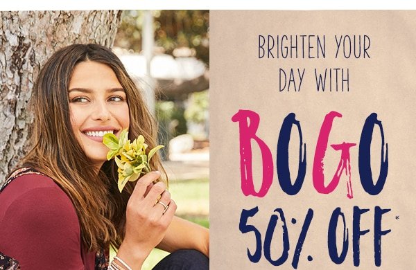 Brighten your day with BOGO 50% off Jeans & 24/7 Tees - shop BOGO