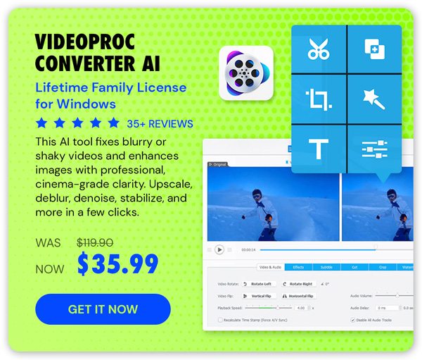 VideoProc Converter AI: Lifetime Family License (For Windows)