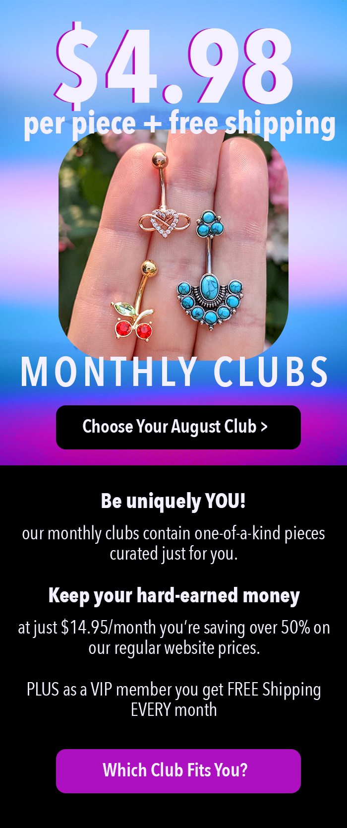 Shop ALL Monthly Clubs - 3 Exclusive Pieces - each month