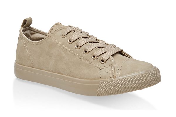 Faux Leather Lace Up Tennis Sneakers