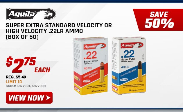 Aguila Ammunition Super Extra Standard Velocity or High Velocity .22LR Ammo (Box of 50)