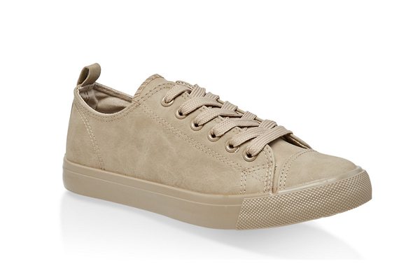 Faux Leather Lace Up Tennis Sneakers