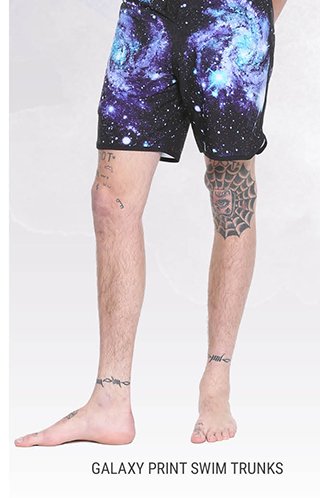 Galaxy Print Swim Trunks