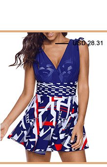 Halter Neck Printed Black Tie Side Swimdress