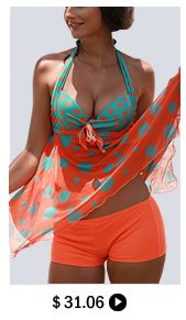 Asymmetric Hem Padded Open Back Printed Tankini Set