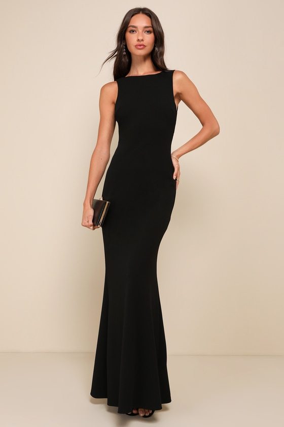 Image of Love In Your Eyes Black Knotted Mermaid Maxi Dress