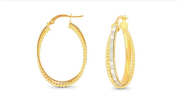 14K Yellow Gold Italian Hoop Earrings