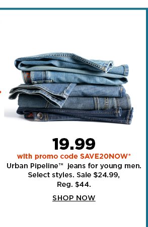 19.99 with promo code SAVE20NOW Urban Pipeline jeans for young men. sale $24.99. Shop Now.