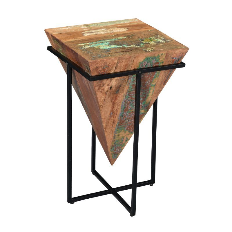 Multi Color Inverted Cone Accent Table in Metal Base