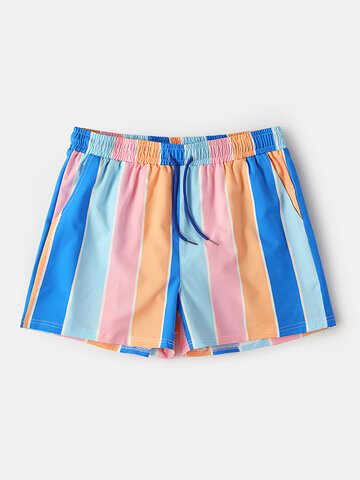 Colorful Stripe Beach Board Shorts