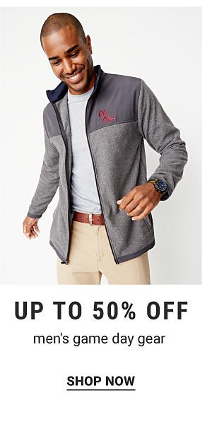 Up to 50% off men's game day gear. Shop Now.