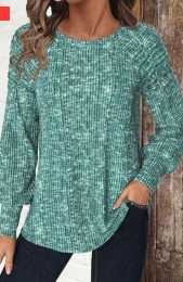 Green Long Sleeve Round Neck T Shirt