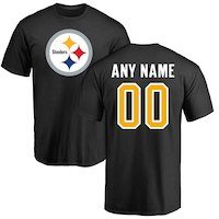 Men's Pittsburgh Steelers NFL Pro Line Black Any Name & Number Logo Personalized T-Shirt