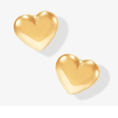 Children's Heart Stud Earrings 14K Yellow Gold