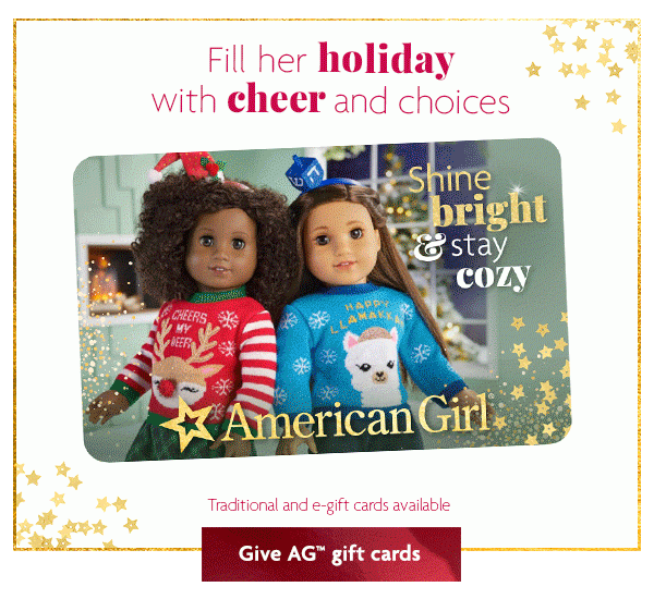Sub: Fill her holiday with cheer and choices - Give AG™ gift cards