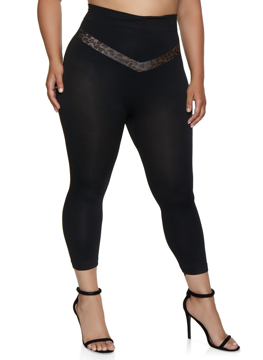 Plus Size Leopard Chevron Detail Leggings