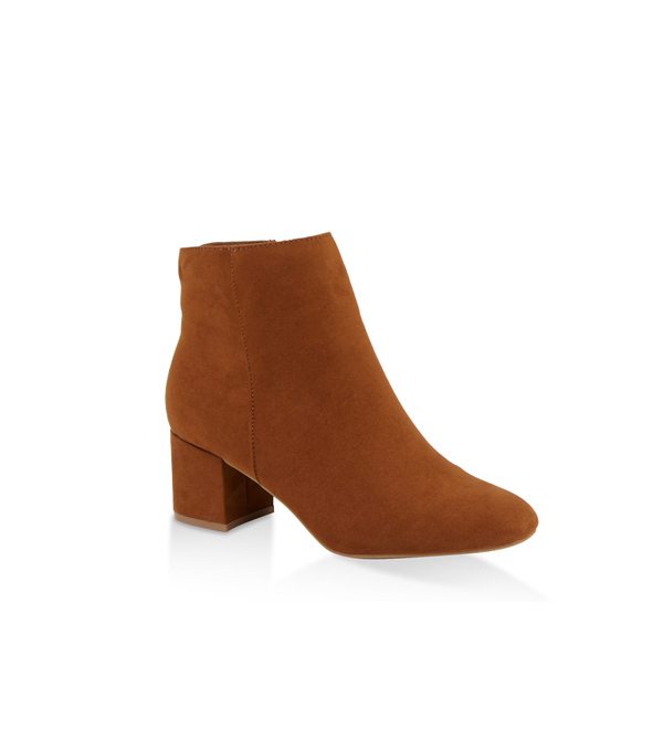 Round Toe Mid Block Heel Booties