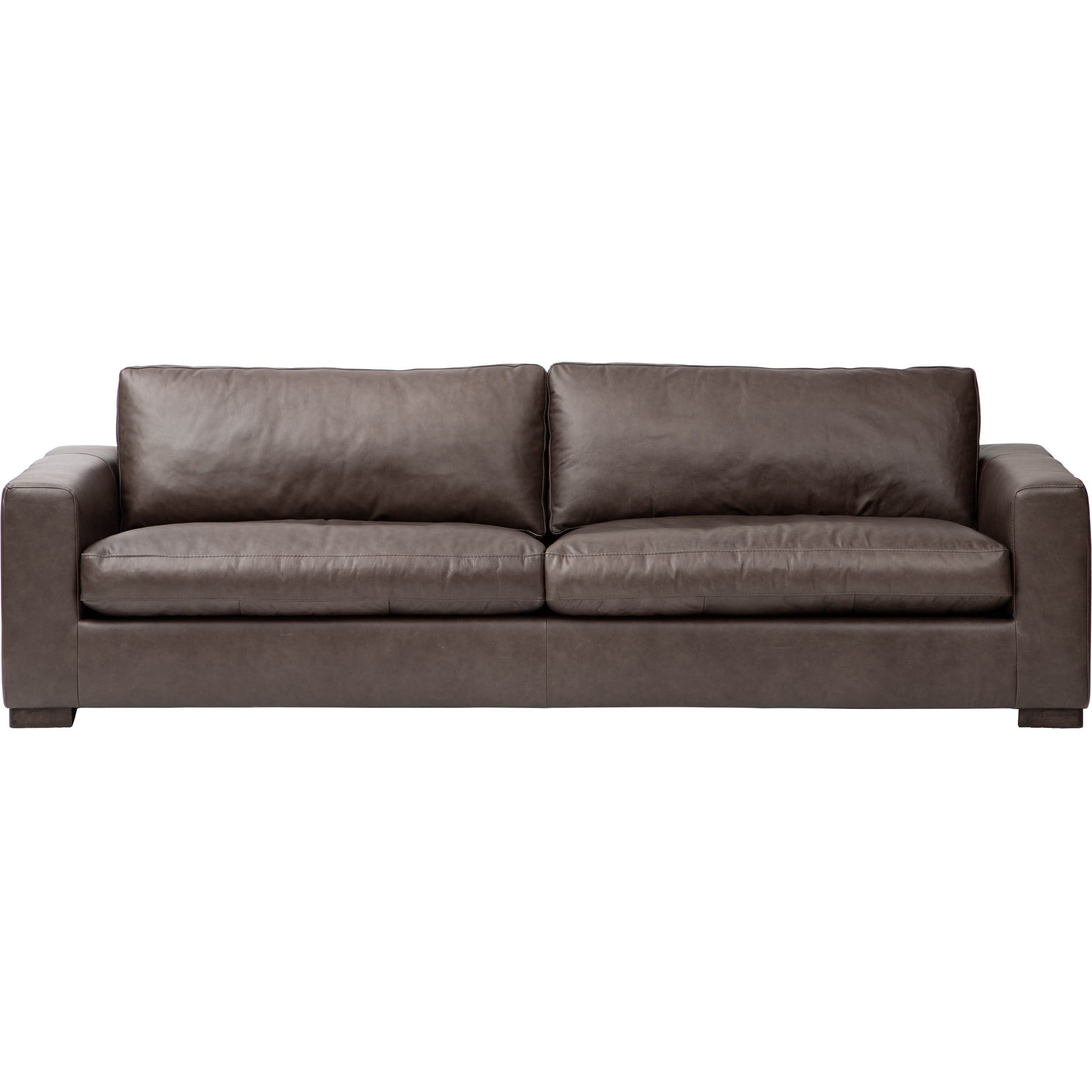 Image of Paul Leather Sofa, Marseille Concrete