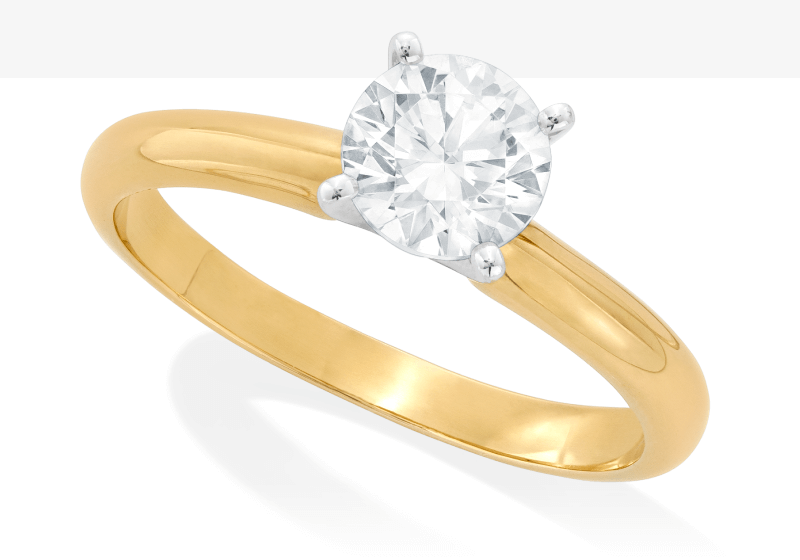 Diamond Solitaire Ring 1 carat Round-cut 14K Yellow Gold (J/I2)