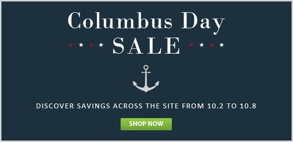 Save across the site for Columbus Day