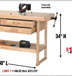 View 60 in. 4 Drawer Hardwood Workbench