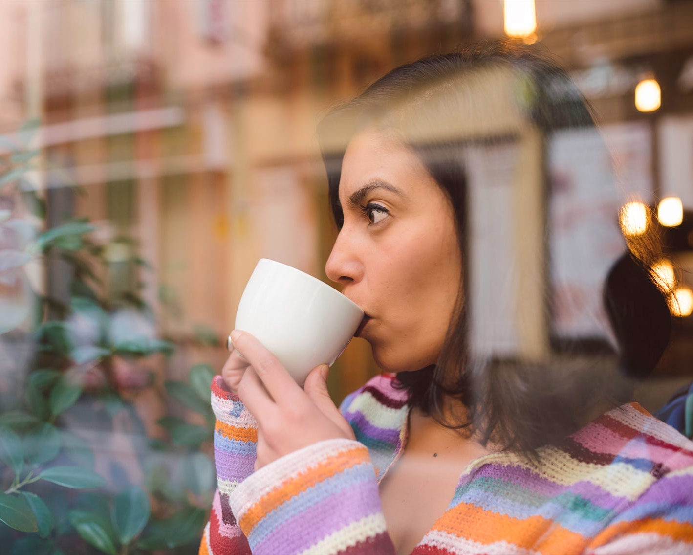 Woman drinking coffee