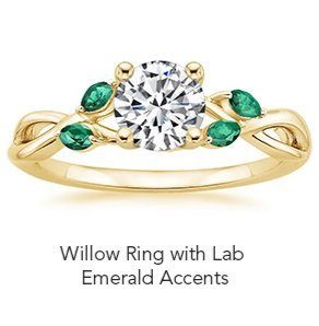 Willow Ring with Lab Emerald Accents