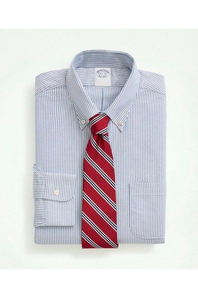 American-Made Oxford Cloth Button-Down Stripe Dress Shirt