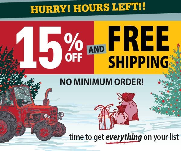 Hurry! Hours left! 15% Off and FREE SHIPPING. No Minimum!