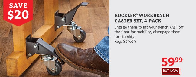 Save $20 on the Rockler Workbench Caster Set, 4-Pack
