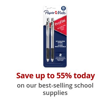 Save up to 55% today on our best-selling school supplies