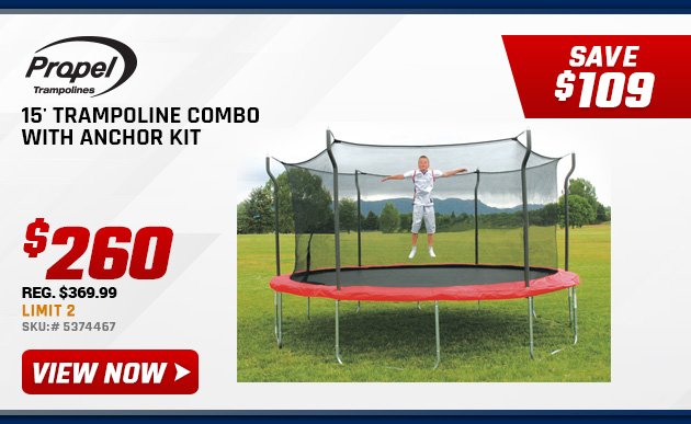 Propel 15' Trampoline Combo with Anchor Kit