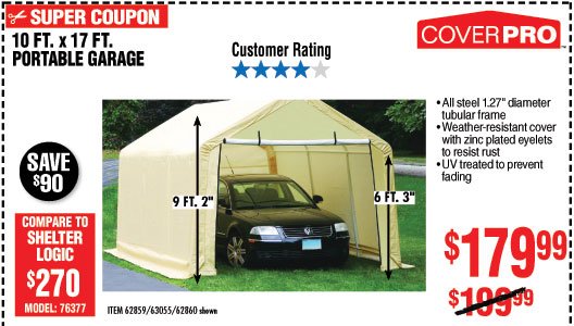 10 ft. x 17 ft. Portable Garage