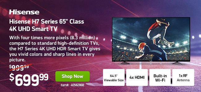 Hisense 65" Class 4K UHD Smart TV | 40582868 | Shop Now