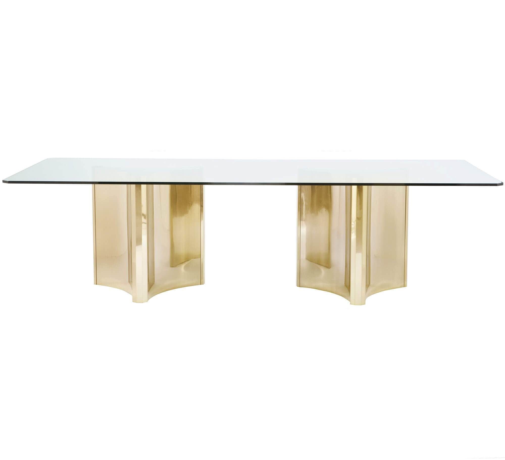 Image of Abbott Rectangular Dining Table, Patinated Brass