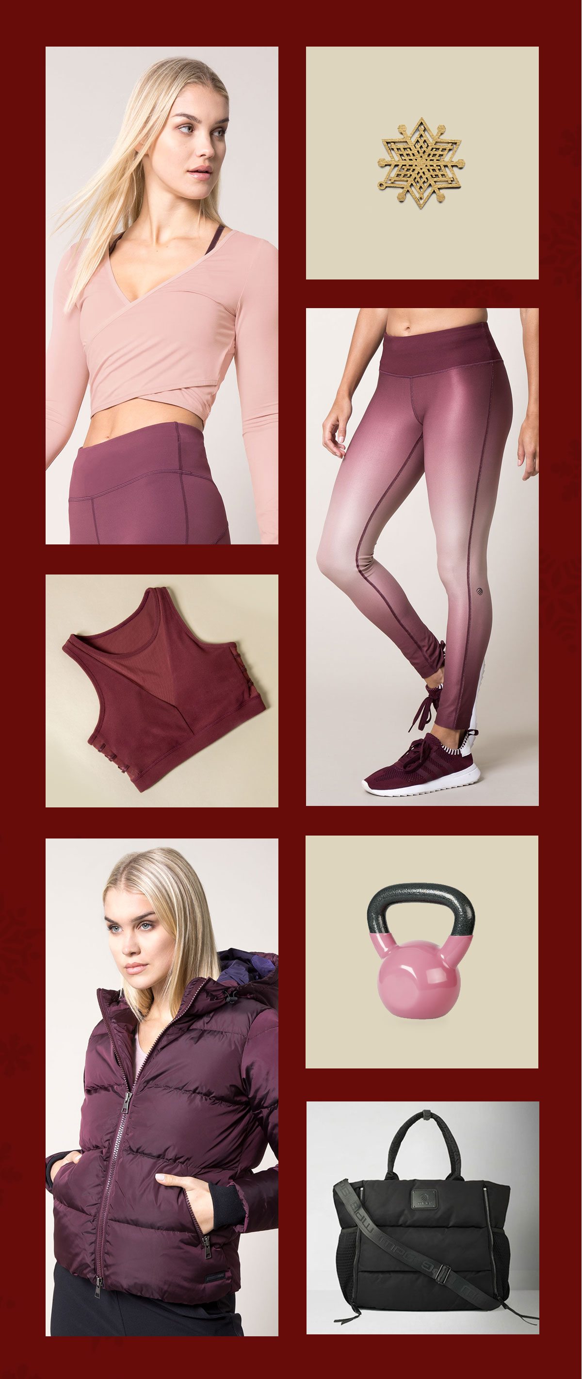 Fit Woman Gift Ideas - Dawn jacket, Pointe bra, Radiate ombre legging and more.