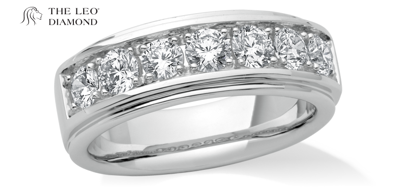 Men's THE LEO Diamond Wedding Band 1-1/2 ct tw Round-cut 14K White Gold