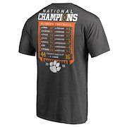 Men's Fanatics Branded Heather Gray Clemson Tigers College Football Playoff 2018 National Champions Hard Count Schedule T-Shirt